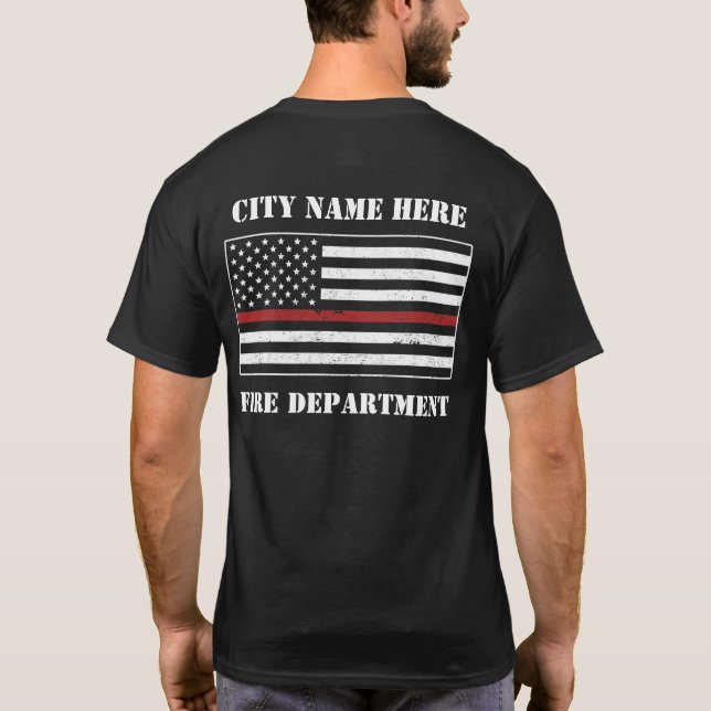 Anpassningsbar Thin Red Line USA flagga Proud Fire T Shirt (Baksida)