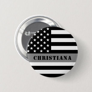 Anpassningsbar Thin Silver Line Flagga Corrections Knapp