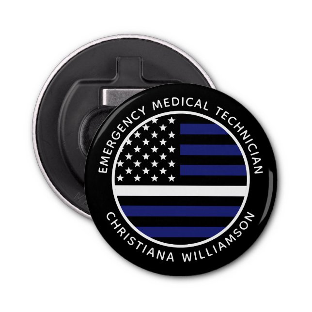 Anpassningsbar Thin White Line USA flagga EMS EMS  Flasköppnare (Framsidan)