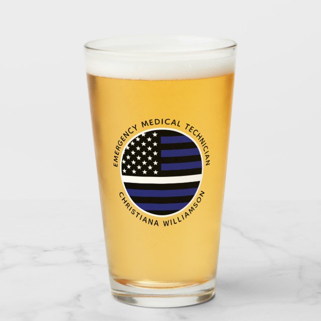 Anpassningsbar Thin White Line USA flagga EMS EMS  Glaskopp (Framsida fylld)