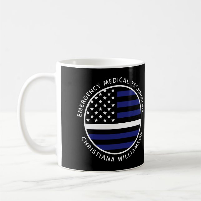 Anpassningsbar Thin White Line USA flagga EMS EMS  Kaffemugg (Vänster)