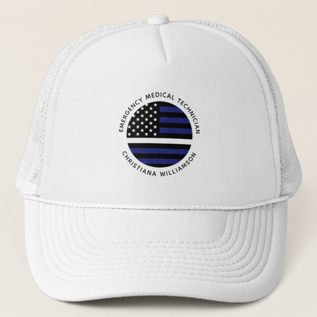 Anpassningsbar Thin White Line USA flagga EMS EMS  Keps (Framsida)
