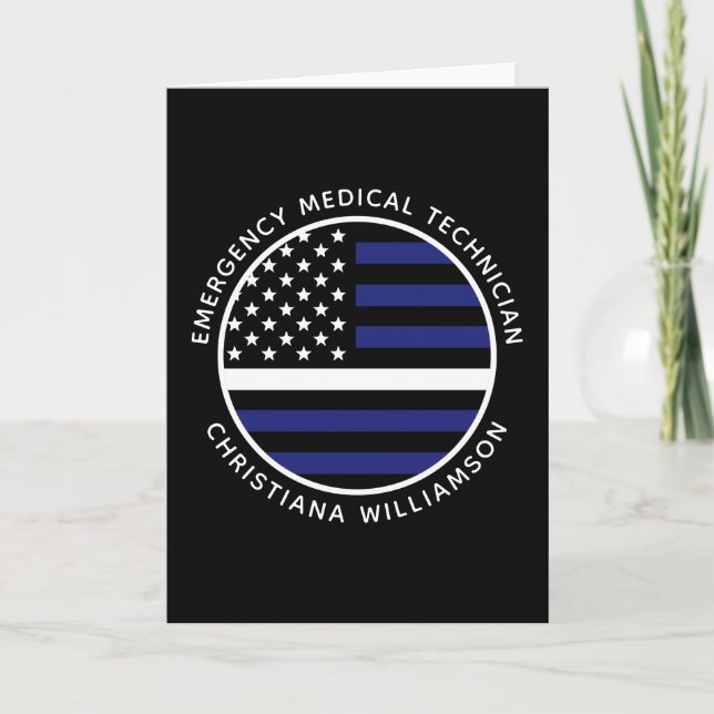 Anpassningsbar Thin White Line USA flagga EMS EMS  Kort (Framsida)