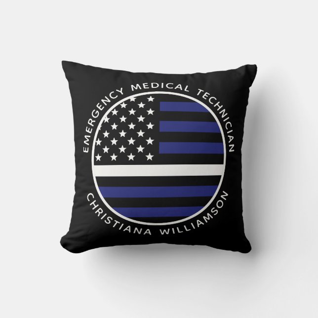 Anpassningsbar Thin White Line USA flagga EMS EMS  Kudde (Framsida)