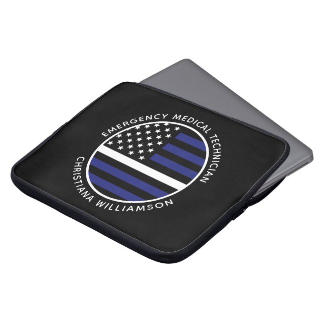 Anpassningsbar Thin White Line USA flagga EMS EMS  Laptop Fodral (Framsida topp)