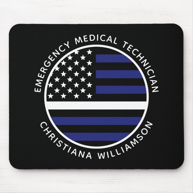 Anpassningsbar Thin White Line USA flagga EMS EMS  Musmatta (Framsidan)