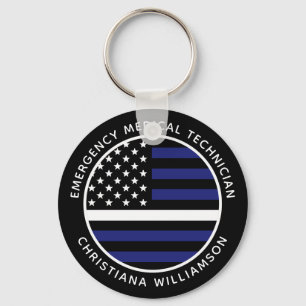 Anpassningsbar Thin White Line USA flagga EMS EMS Nyckelring