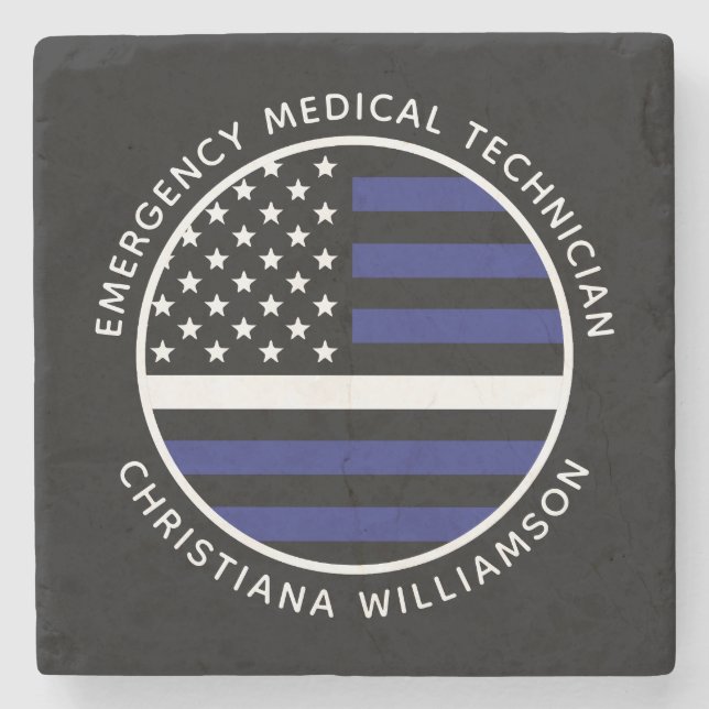Anpassningsbar Thin White Line USA flagga EMS EMS  Stenunderlägg (Framsidan)