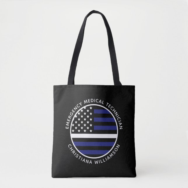 Anpassningsbar Thin White Line USA flagga EMS EMS  Tygkasse (Framsida)