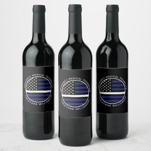 Anpassningsbar Thin White Line USA flagga EMS EMS  Vinflaska Etikett