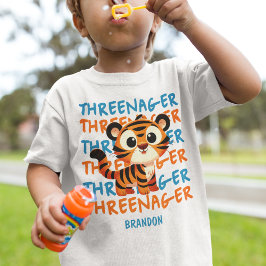 Anpassningsbar Threenager Tiger Boy 3rd Birthday P T Shirt