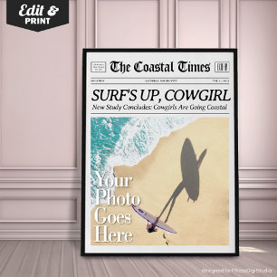 Anpassningsbar Tidning Skriv ut Coastal Cowgirl Wa Poster