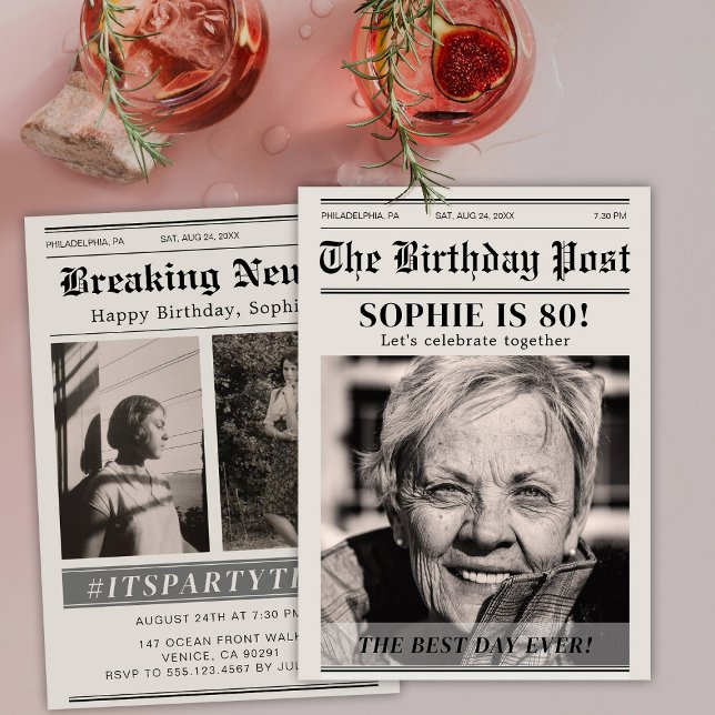 Anpassningsbar Tidningsförsättsblad för dagstidnin Inbjudningar (Skapare uppladdad)