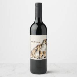 Anpassningsbar Tiger by Kōno Bairei Japansk Illust Vinflaska Etikett