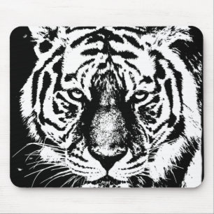 Anpassningsbar Tiger Head Black and White Pop Art- Musmatta