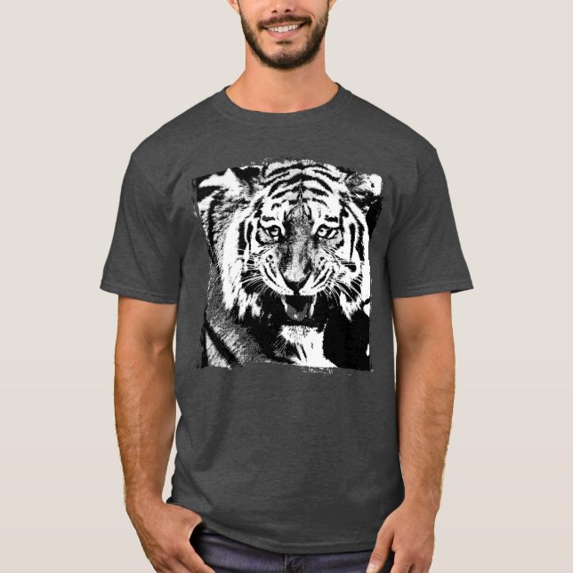 Anpassningsbar Tiger-mall Modern träkolshuvud T Shirt (Framsida)