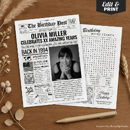 Anpassningsbar tillbaka 1994, dagstidningskort, tr julkort