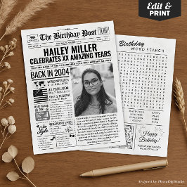 Anpassningsbar tillbaka 2004: Tidningspapper för f Julkort