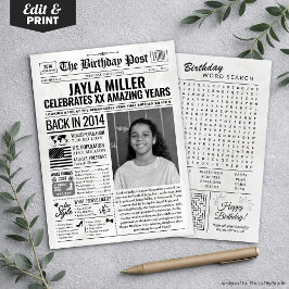 Anpassningsbar tillbaka 2014: Tidningspapper för f Julkort