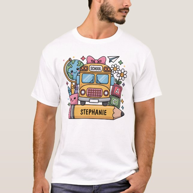 Anpassningsbar Tillbaka till School Buss - Anpassa T Shirt (Framsida)