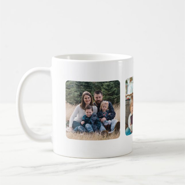 Anpassningsbar tillfogar personlig för 3 foto kaffemugg (Vänster)