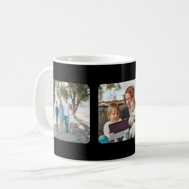 Anpassningsbar tillfogar personlig för 3 foto kaffemugg (Framsida vänster)