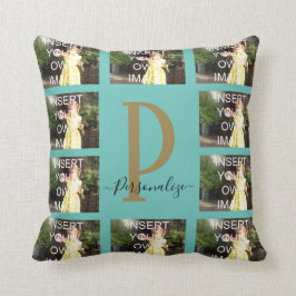 Anpassningsbar tio fotokollage Monogram Dekorativ  Kudde