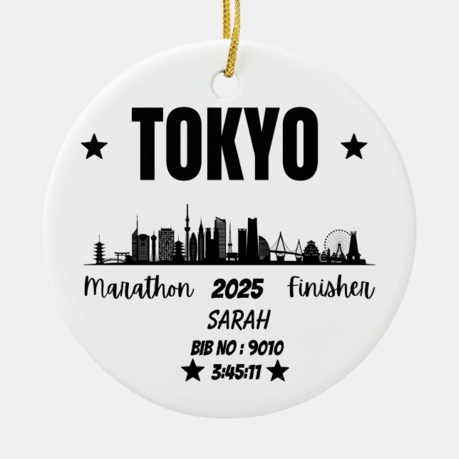 Anpassningsbar Tokyo Marathon Finisher Gift for Ma Julgransprydnad Keramik (Framsidan)