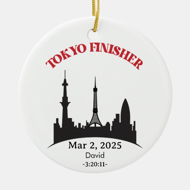 Anpassningsbar Tokyo Marathon Finisher, Gift for R Julgransprydnad Keramik (Framsidan)