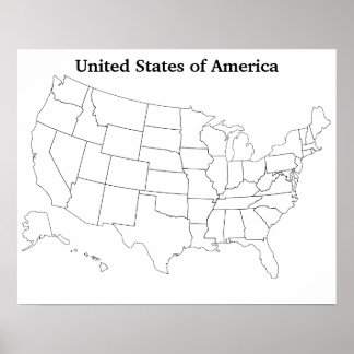 Anpassningsbar tom kartkontur över USA Poster