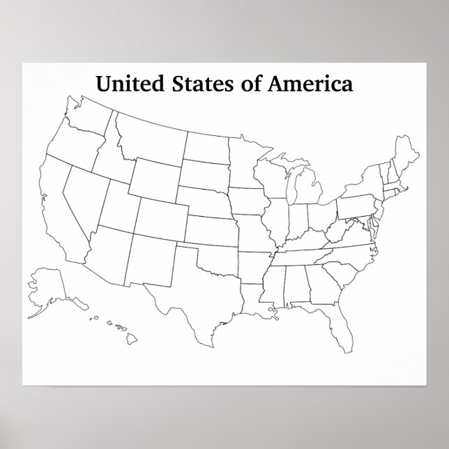 Anpassningsbar tom kartkontur över USA Poster (Framsidan)