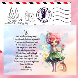 Anpassningsbar Tooth Fairy Postcard För barn Helg Vykort
