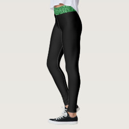Anpassningsbar Top Rand Irish Grönt Glitter Black Leggings