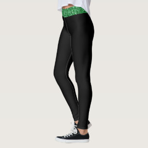 Anpassningsbar Top Rand Irish Grönt Glitter Black Leggings