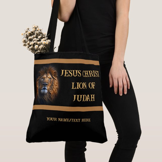 Anpassningsbar Tote Bag Jesus Kristus Lejon av Jud Tygkasse (Närbild)