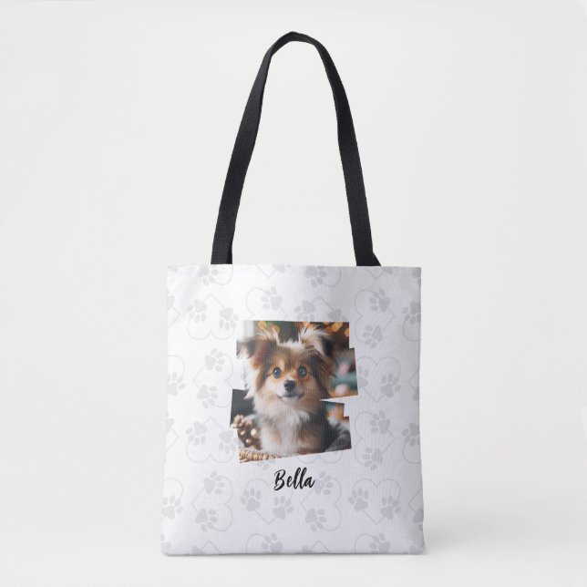 Anpassningsbar Tote Bag med Adsible Hund Photo och Tygkasse (Framsida)
