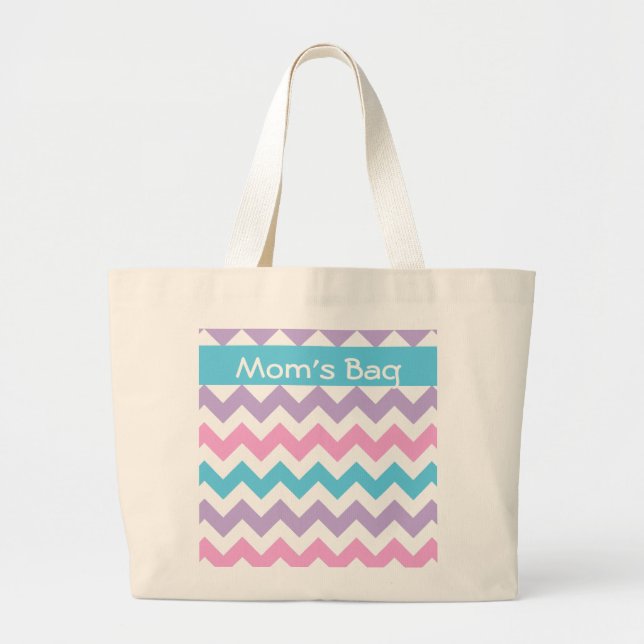 Anpassningsbar Tote Bag, Turcouise, Rosa, Mauve Ch Jumbo Tygkasse (Framsidan)