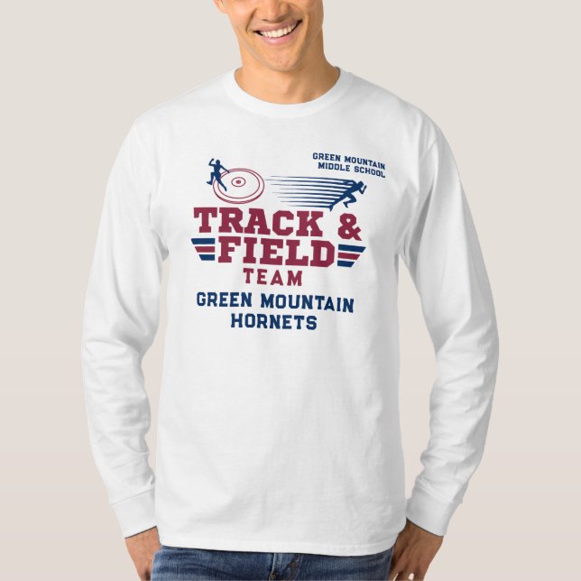 Anpassningsbar Track och Fält Team Klubb Namn numm T Shirt (Framsida)