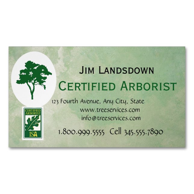 Anpassningsbar Träd Arborist liggande Magnetiska Visitkort (Framsida)