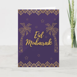 Anpassningsbar Traditional Lila Eid Mubarak Card Helgkort