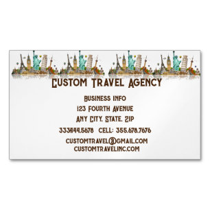 Anpassningsbar Travel Agency Cruise Vacacations Magnetiska Visitkort