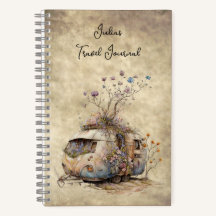 Anpassningsbar Travel Journal Flower Camper Traile