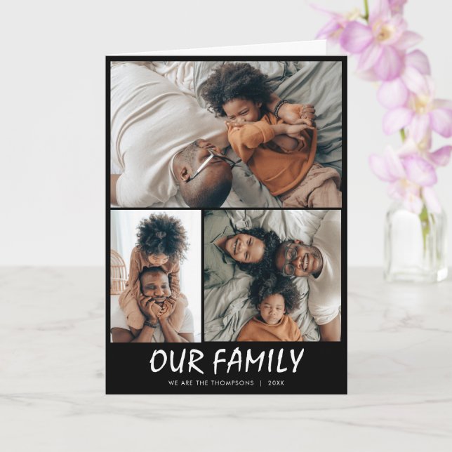 Anpassningsbar tre fotokollage kort (Orkide)