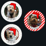 Anpassningsbar Tre Photo Pet-jultomten Klistermärke<br><div class="desc">Jul Jultomten Hat - Roligtens julfoto ram med en julhatt. HO HO! Copyright © Angi Laframboise. Cute,  färglös,  helgdag-fotomall. Anpassningsbar,  personligens julklappar.</div>