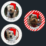 Anpassningsbar Tre Photo Pet-jultomten Klistermärke<br><div class="desc">Jul Jultomten Hat - Roligtens julfoto ram med en julhatt. HO HO! Copyright © Angi Laframboise. Cute,  färglös,  helgdag-fotomall. Anpassningsbar,  personligens julklappar.</div>