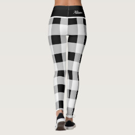 Anpassningsbar Trendig Black White Grått Kontrolle Leggings