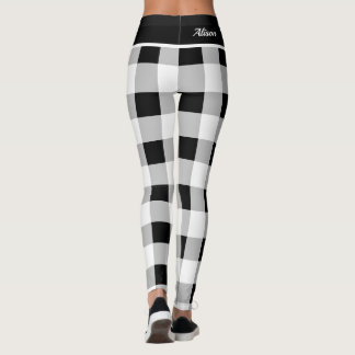 Anpassningsbar Trendig Black White Grått Kontrolle Leggings