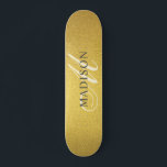 Anpassningsbar Trendig Monogram Faux Guld Foil Ska Mini Skateboard Bräda 18,5 Cm<br><div class="desc">En anpassningsbar trendig snyggt faux guld foil skateboard med monogram. Ett snyggt-skript initialt för en liten chic elegans. Lägg till lite gnistra till din boardingupplevelse. Anpassa med namn, monogram, inledande text eller text. Om du vill kan du ändra text färg och teckensnitt stil med hjälp av alternativet anpassa den ytterligare....</div>