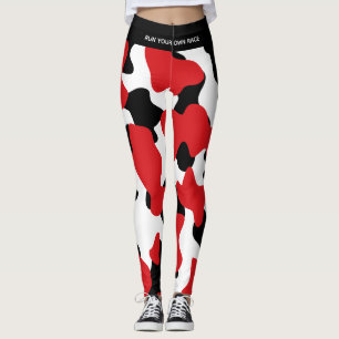 Anpassningsbar Trendig Red Black Cow Skriv ut Leggings