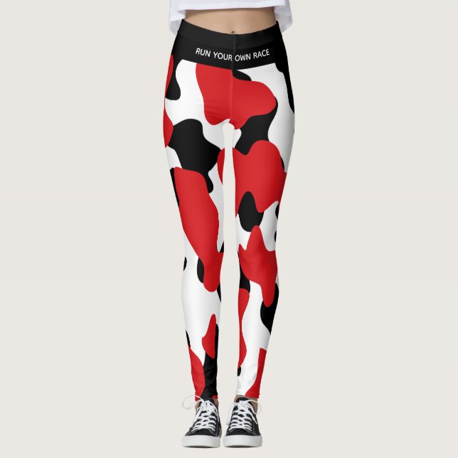 Anpassningsbar Trendig Red Black Cow Skriv ut Leggings (Framsida)